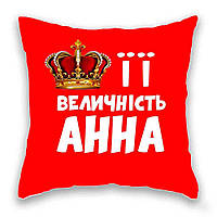 Подушка с принтом Подушковик "ЇЇ величність Анна" 32х32 см Красный (hub_05rmlm)
