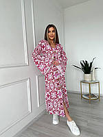 Женское платье с рукавом натуральный лен Летнее женское платье с принтом Длинное летнее женское платье V&Vsft