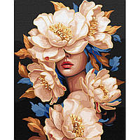 Картина за номерами "Квіткова красуня" KHO8428 з фарбами металік 40х50см Salex
