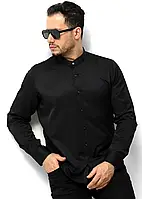 Черная базовая приталенная рубашка без воротника M L XL XXL 3XL 80-28-401 SP-11