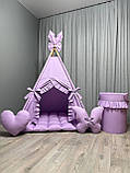 Вігвам Лавандова мрія БОНБОН з Корзиною Повний комплект, вігвам для дівчинки, вігвам для дітей, дитяча палатка, вігвам дитячий, фото 2