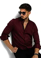 Рубашка марсал мужская модная Rubaska M 3XL 44-91-502 SP-11