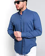 Рубашка под цветной джинс цвета индиго с дизайнерским воротником M L XL 26-91-501 SP-11