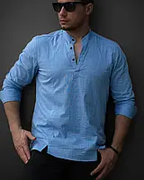Дизайнерская рубашка с модным воротником цвета индиго M L XL XXL 28-211-701 SP-11