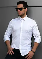 Белая строгая приталенная рубашка с классическим воротником S M L XL XXL 3XL 01-07-401 SP-11