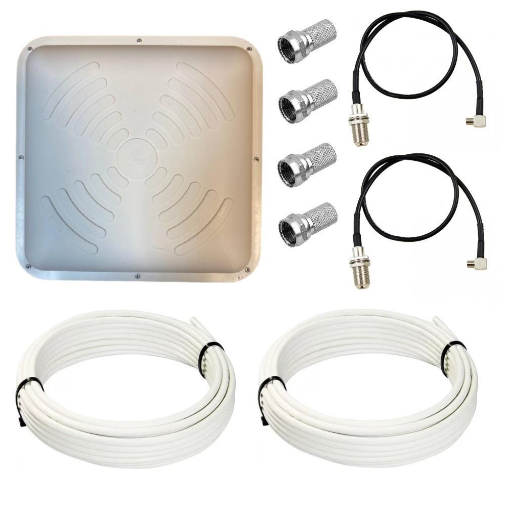 Антена панельна 3G 4G LTE Energy MIMO 2x15 дБ 1700-2700 МГц для модема, роутера (+ кабель та перехідники), фото 1