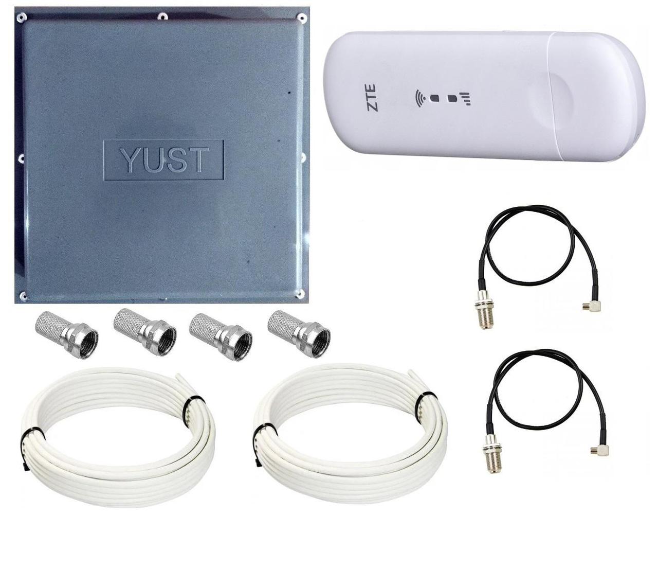 Комплект 3G 4G LTE модем WiFi роутер ZTE MF79U з панельною антеною YUST MIMO 2х17 дБі, фото 1