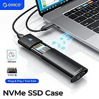 Внешний карман ORICO M.2 NVME SSD для жесткого диска переходник адаптер PWM2-G2 USB 3.2 Type-C 10Gbps, Black