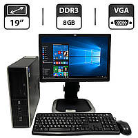 ПК+Монітор HP Compaq 8000 Elite SFF/ Core2Duo E7500/ 8 GB RAM/ 250 GB HDD/ + HP L1908w 19" 1440x900