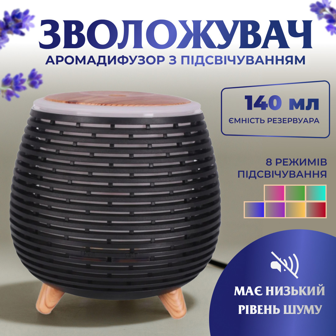 Зволожувач повітря аромадифузор для дому з підсвічуванням 90 мл портативний