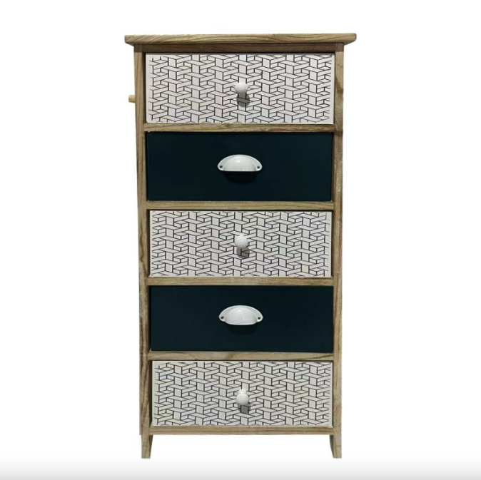 Комод дерев'яний Chomik HANS на 5 шухляд смарагдовий, фото 1