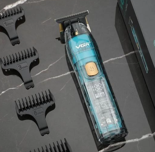 Тример для бороди та вусів із керамічним полотном VGR зі змінними насадками та вологозахистом IPX7 V-961, фото 1