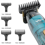 Тример для бороди та вусів із керамічним полотном VGR зі змінними насадками та вологозахистом IPX7 V-961, фото 6