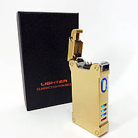 Дуговая электроимпульсная зажигалка с USB-зарядкой фонариком LIGHTER HL-437. Цвет: золотой