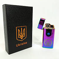 Электрическая и газовая зажигалка Украина с USB-зарядкой HL-435. Цвет: хамелеон