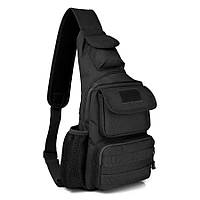Мужская тактическая сумка, большая укрепленная сумка-слинг через плечо черная SvitSmart
