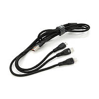Кабель KSC-296 TUOYUAN charging data cable 3 in 1 Micro / Iphone / Type-C, длина 1м, Black, BOX p