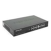 Коммутатор POE Mercury SG116PS 14 портов POE 100Мбит + 2 порт Ethernet (UP-Link) 100 Мбит, БП встроенный,