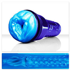 Мастурбатор вагіна з кібершкіри у колбі Fleshlight Freaks Alien Blue Metallic, синій