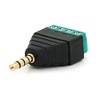 Разъем для подключения miniJack 3.5" Stereo (4 контакта) с клеммами под кабель Q100 h
