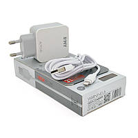 Набор 2 в 1 СЗУ With Iphone Cable 110-240V MY-A303, 3 x USB, 5V/15W, Output: 5V/3.1A, White, Blister- box, Q25
