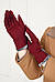 Рукавички жіночі текстильні бордового кольору 153469M, фото 2