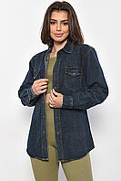 Сорочка жіноча батальна джинсова темно-синього кольору 176165M