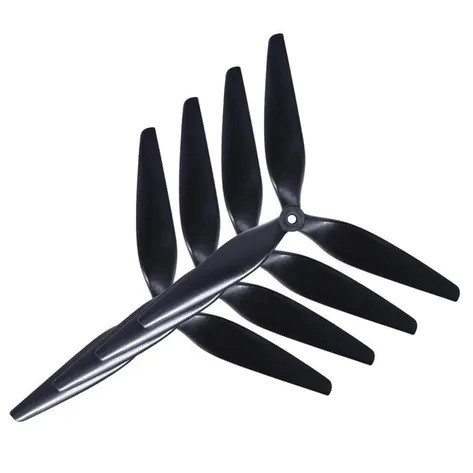 Пропелери для дронів HQProp Macroquad 1050 3 лопаті, 2 пари (2хCW+2хCCW) 10", 23.3g, армовані, чорні