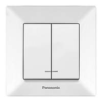 Выключатель Panasonic Arkedia Slim двухклавишный с подсветкой, белый m