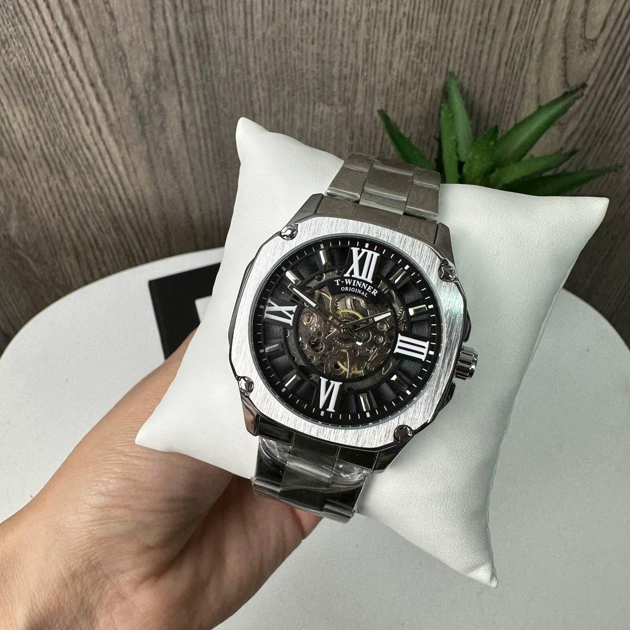 Чоловічий механічний годинник Winner GMT-1159 Gold золото, наручний годинник Віннер скелетон, фото 1
