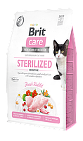 Сухой корм для стерилизованных кошек с чувствительным пищеварением Brit Care Cat GF Sterilized Sensitive 2 кг