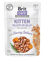 Влажный корм для котят Brit Care Cat pouch 85 г (лосось в желе) p