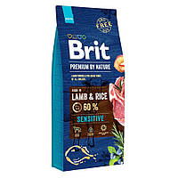 Сухой корм для собак с чувствительным пищеварением Brit Premium Sensitive Lamb & Rice 15 кг (ягненок) b