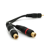 Кабель RCA (папа) => 2хRCA (мама), CU, круглый, Black, 0,2м, (Пакет) Q250 m