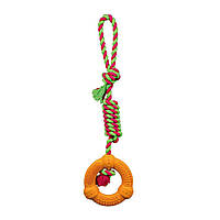 Игрушка для собак Trixie Кольцо на верёвке с ручкой 41 см, d=12 см (резина, цвета в ассортименте) h