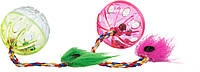 Игрушка для кошек Trixie Мяч с погремушкой и хвостом d=4 см, набор 2 шт. (пластик, цвета в ассортименте) a