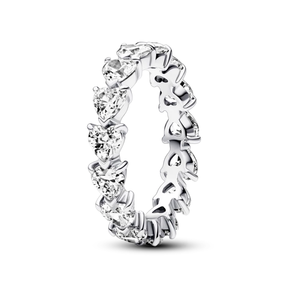 Срібне кільце Pandora низка сердець 193103C01 50