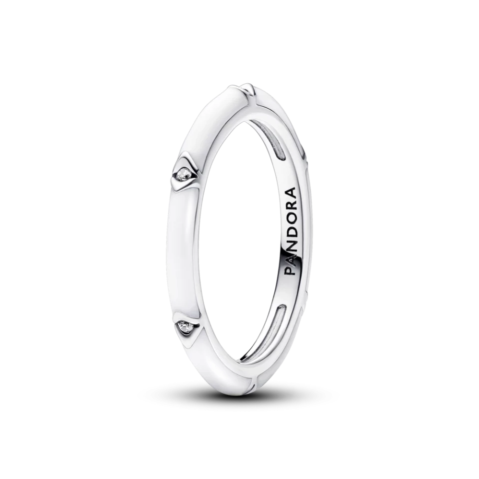 Срібне кільце Pandora Me Біла емаль і камені 193089C01 60