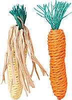 Игрушка для грызунов Trixie Кукуруза и морковка 15 см, набор 2 шт. (натуральные материалы) p