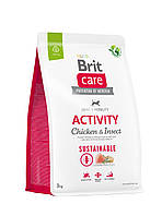 Сухой корм Brit Care Dog Sustainable Activity для собак с повышенной активностью, с курицей и насекомыми, 3 кг