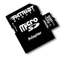 Картка пам'яті microSDHC, 16Gb, Class10 UHS-I, Patriot, SD-адаптер (PSF16GMCSDHC10)