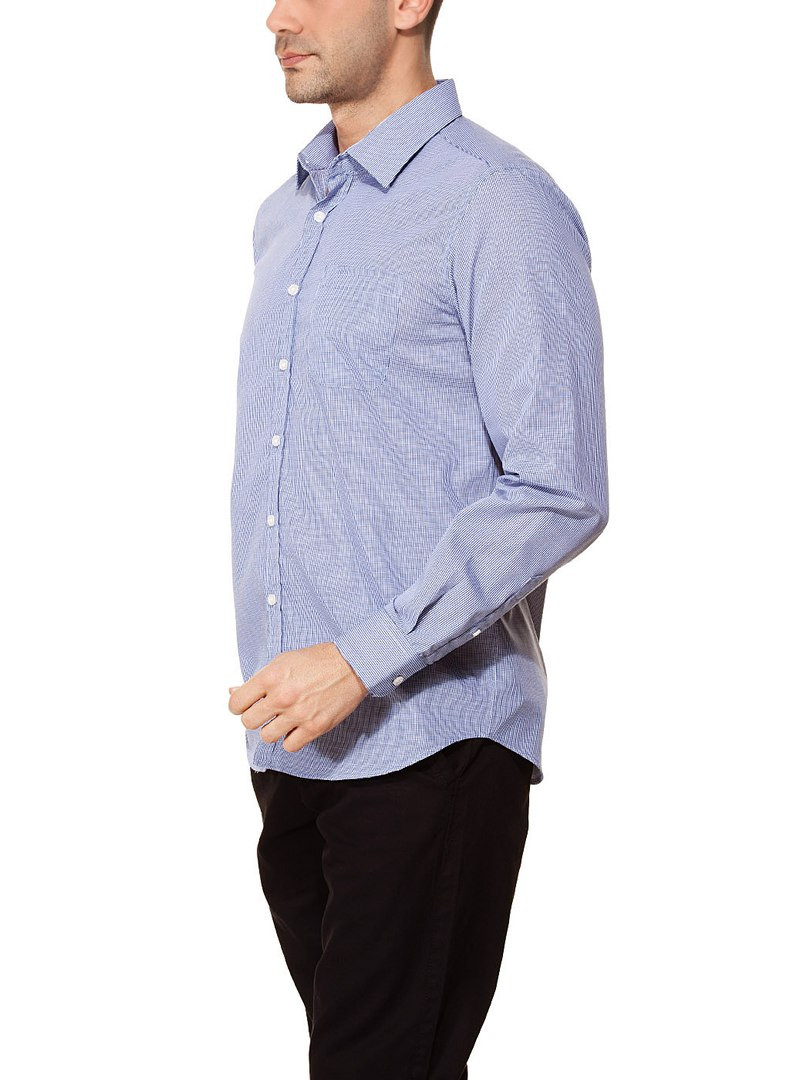 Мужская рубашка LC Waikiki белого цвета в тонкую синюю клетку - фото 2 - id-p410960416