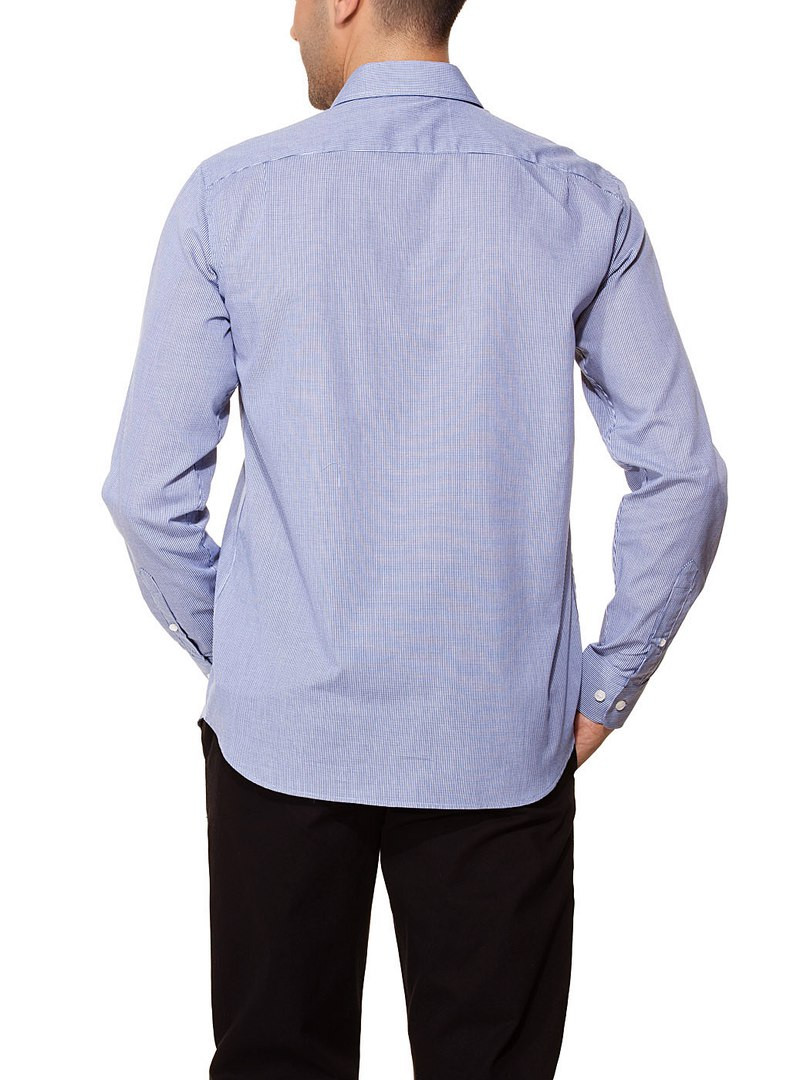 Мужская рубашка LC Waikiki белого цвета в тонкую синюю клетку - фото 3 - id-p410960416