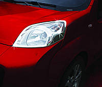 Накладки на фары (2 шт, нерж.) OmsaLine - Итальянская нержавейка для Fiat Fiorino/Qubo 2008-2024 гг