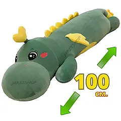 М'яка іграшка-подушка Дракон іграшка-обіймашка Masyasha із серії кіт-батон Колір зелений 100 см D100-111