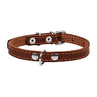 Ошейник для собак CoLLaR одинарный с украшением, коричневый (ширина 12мм, длина 24-32см),00236