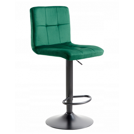 Барний стілець зі спинкою Bonro B-0106 велюр зелений з чорною основою, фото 2