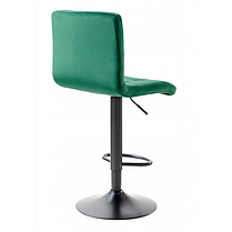 Барний стілець зі спинкою Bonro B-0106 велюр зелений з чорною основою, фото 3