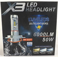 Автолампа LED X3 H3 Лід лампи в фари Світлодіодна лампа для авто Комплект автомобільних ламп b