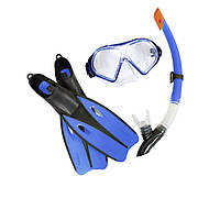 Детский набор для плавания и ныряния 3 в 1 Bestway маска ласты и трубка размер XL Синий (IP-169680)
